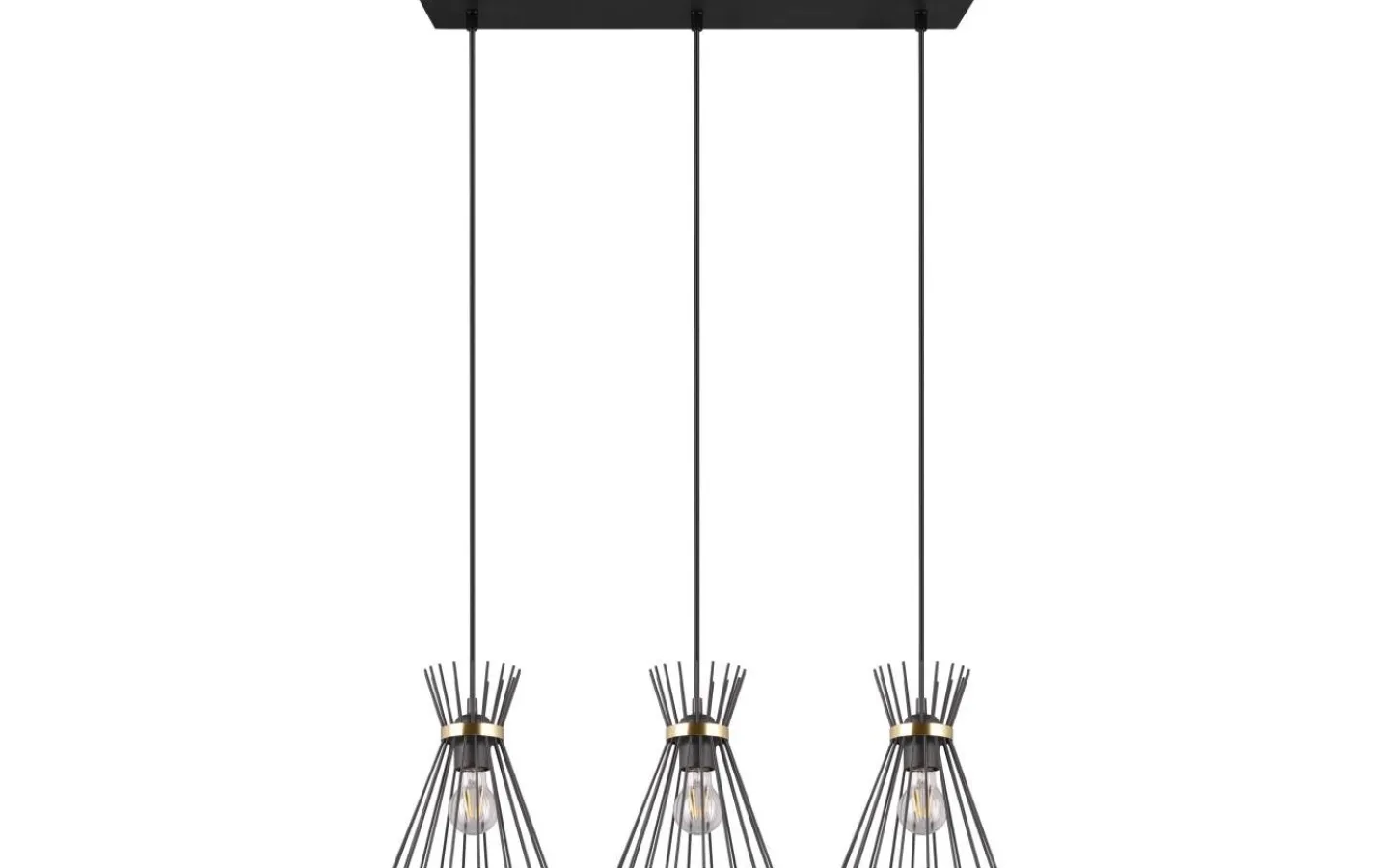 Reality Rod Taklampa 3-delat E27 svart/guld* Avlånga Taklampor