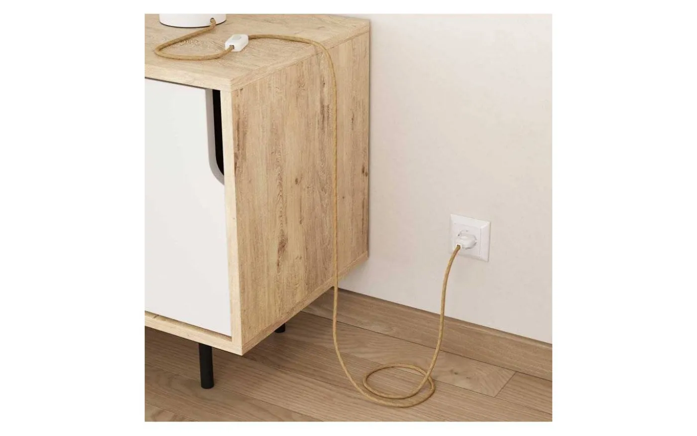 Rund Jute Textilkabel 2x0,75 Metervara