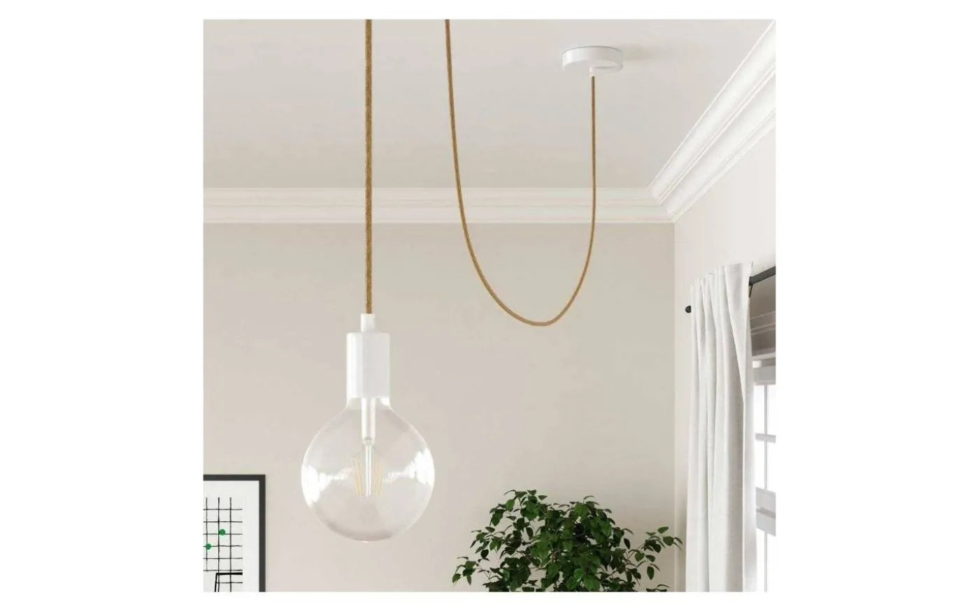 Rund Jute Textilkabel 2x0,75 Metervara