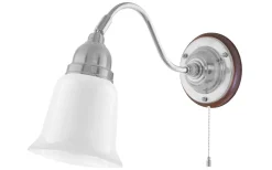 Karlskrona Lampfabrik Runeberg - Förnicklad / Brytare / Brunt fäste* Lampetter