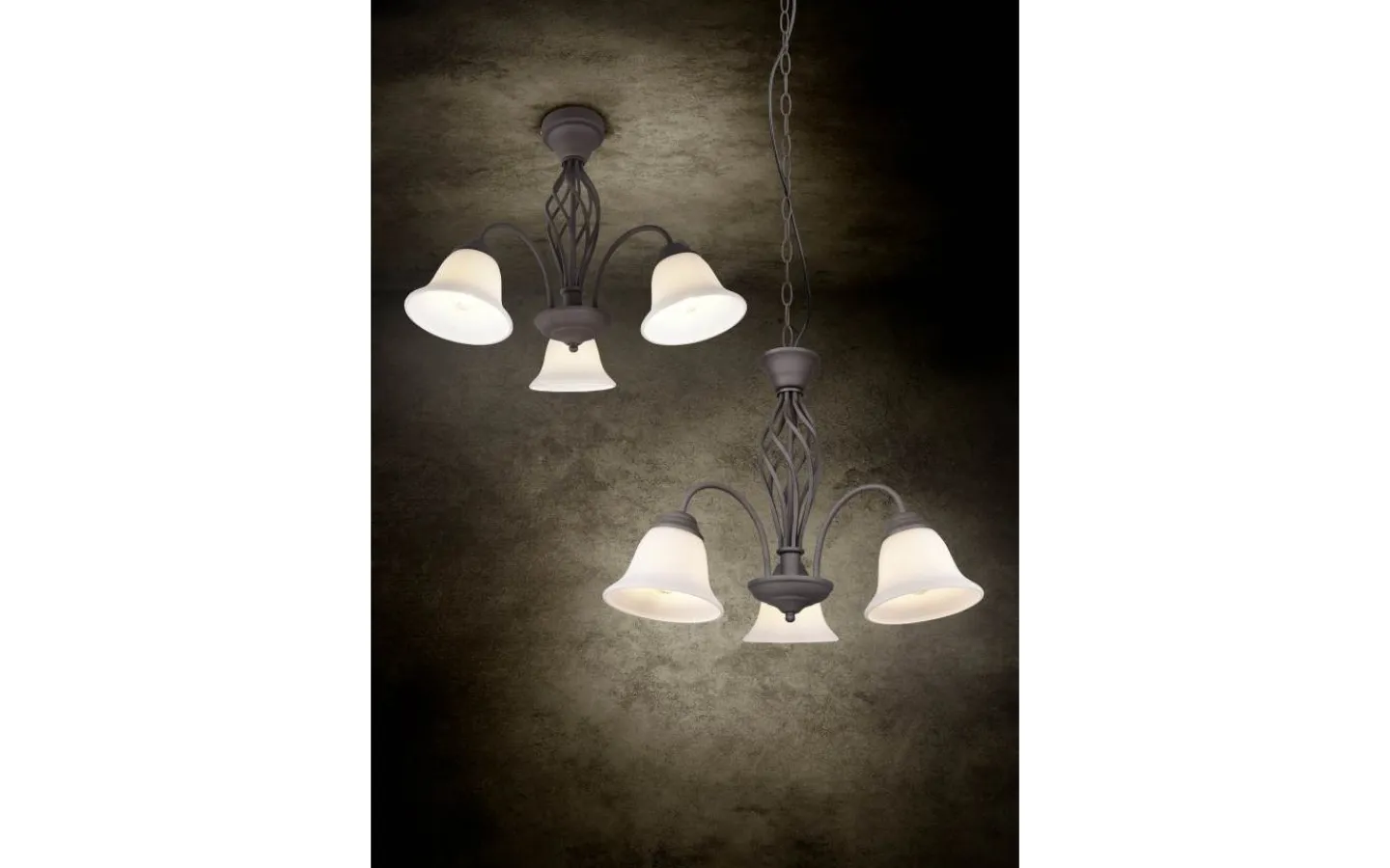 Trio Lighting Rustica Takkrona 55cm 3-delad E27 rustik* Stora Taklampor Ø50-69 Cm