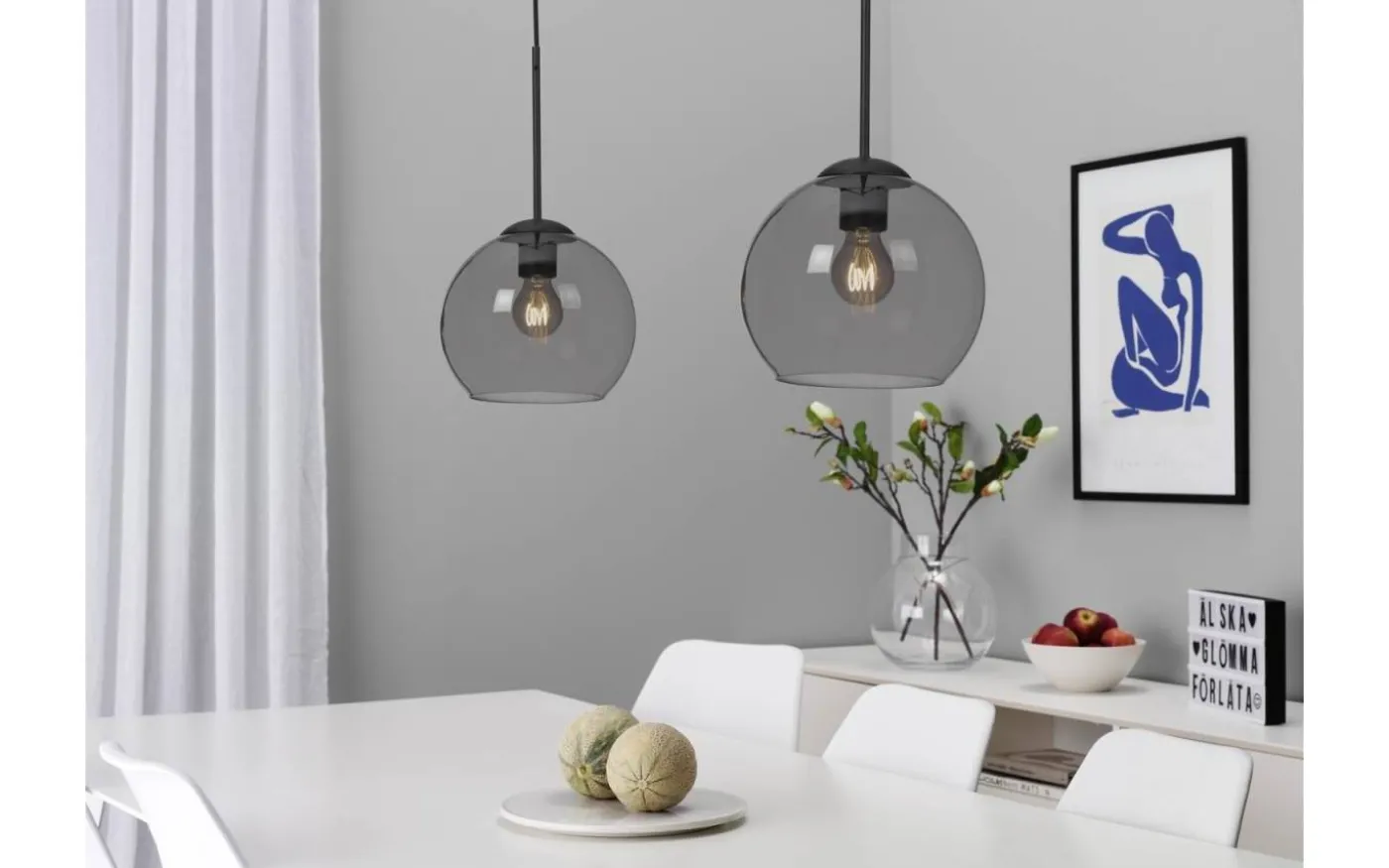 Salle Taklampa 82cm Svart/Rök