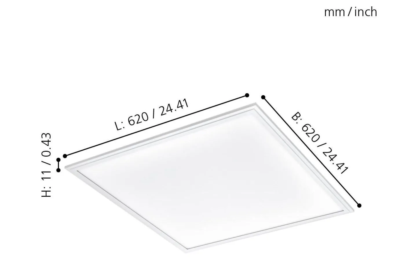 Eglo Salobrena LED-Panel 62x62cm utv/inf LED 4000K 35W Vit (Ej standardmått i Sverige)* Led Paneler|Plafonder