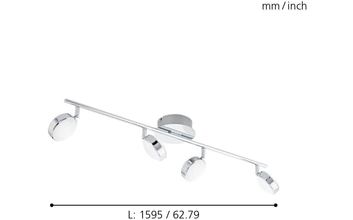 Eglo Salto Takspotlight 76cm LED 3000K 4x5,4W Krom* Avlånga Takspotlights|Takspot Med Minst 4 Lampor