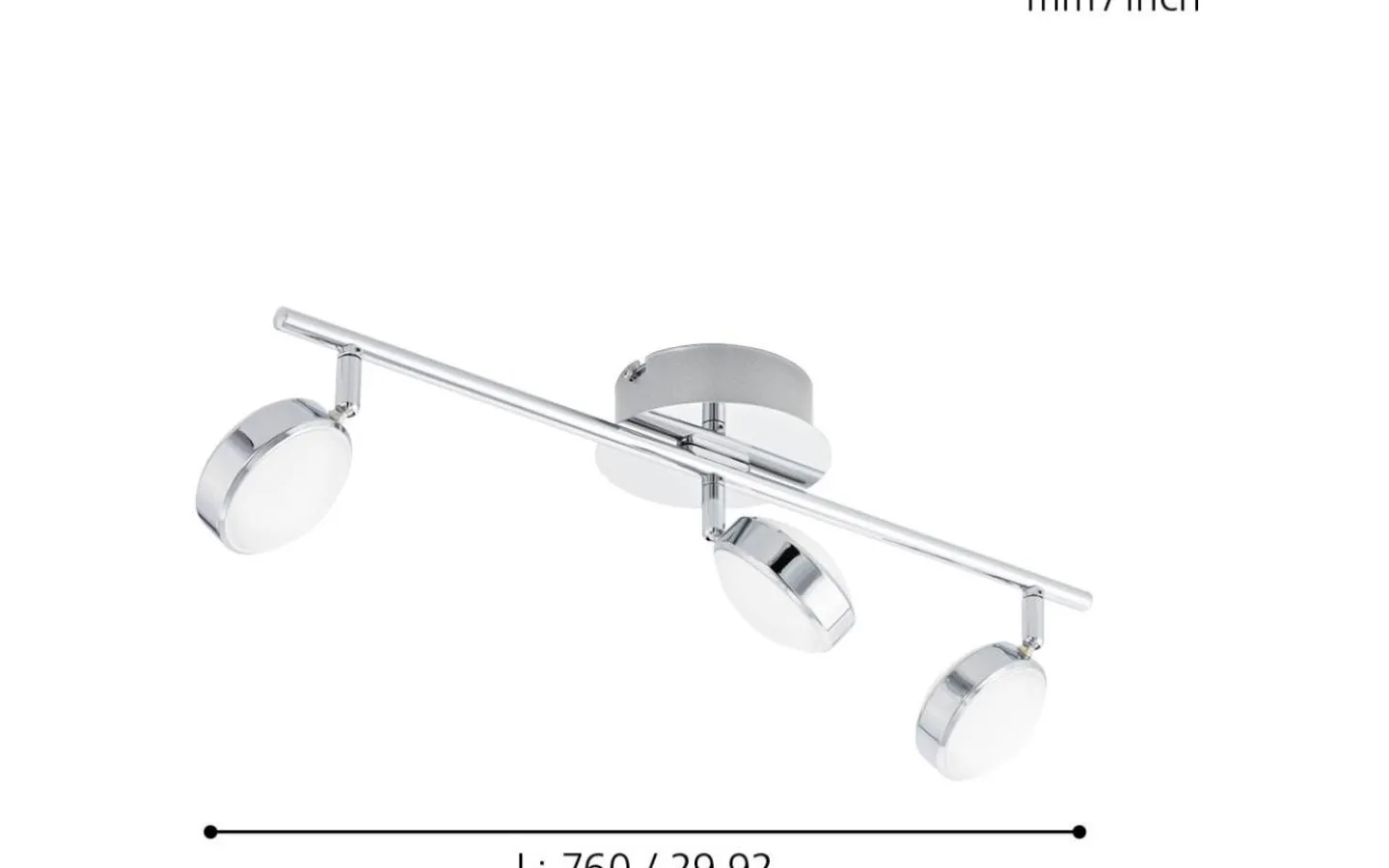 Avlånga Takspotlights|Takspot Med 3 Lampor<Eglo Salto Takspotlight 56cm LED 3000K 3x5,4W Krom