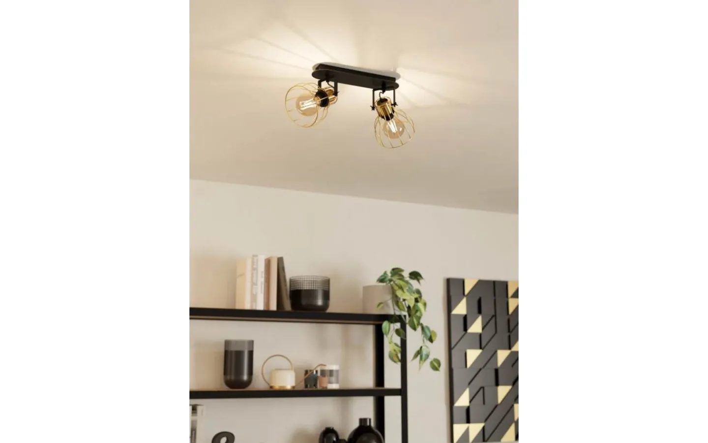 Avlånga Takspotlights|Takspot Med 2 Lampor<Eglo Sambatello Takspotlight 48cm Svart/Guld
