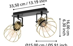 Avlånga Takspotlights|Takspot Med 2 Lampor<Eglo Sambatello Takspotlight 48cm Svart/Guld