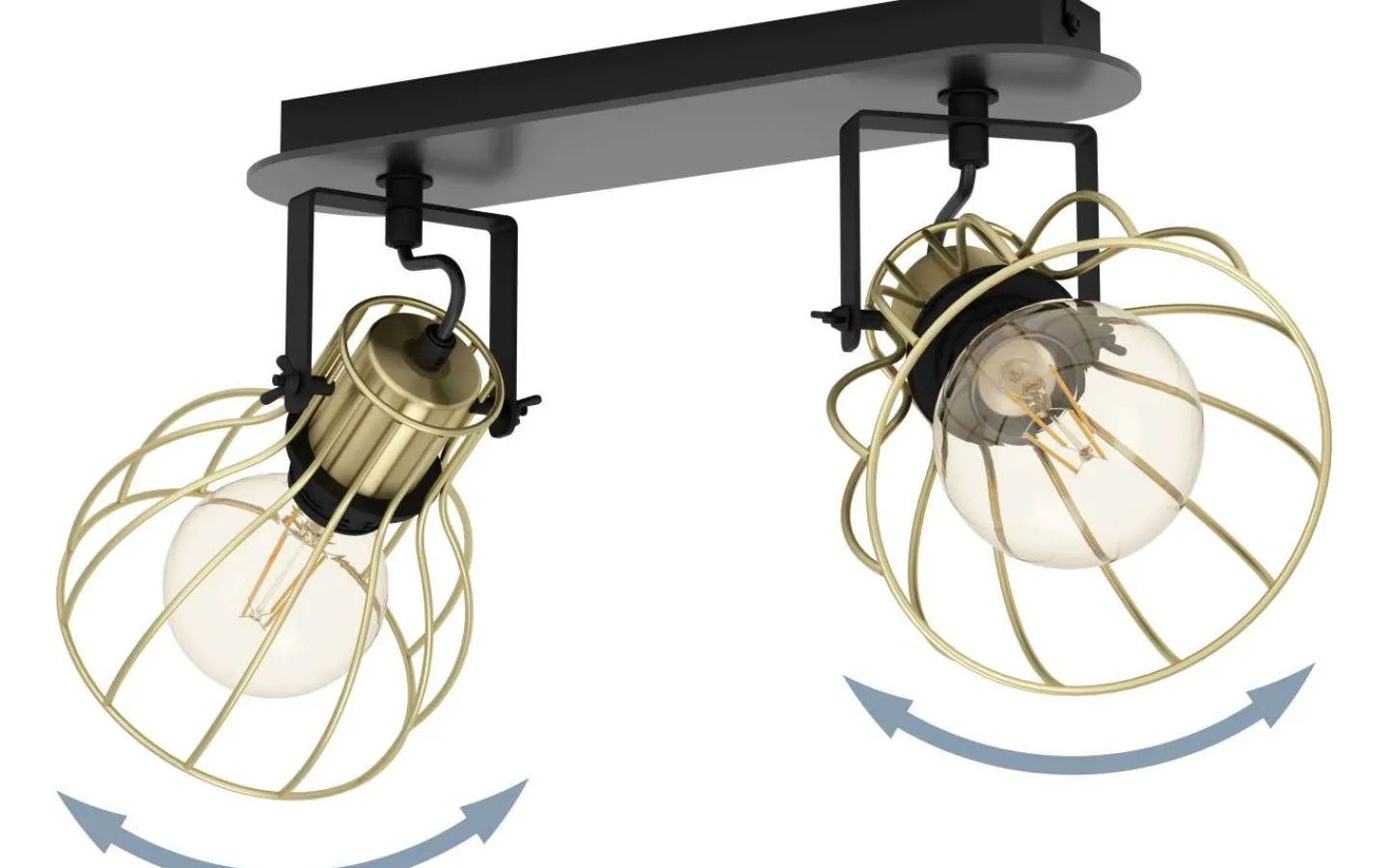 Avlånga Takspotlights|Takspot Med 2 Lampor<Eglo Sambatello Takspotlight 48cm Svart/Guld