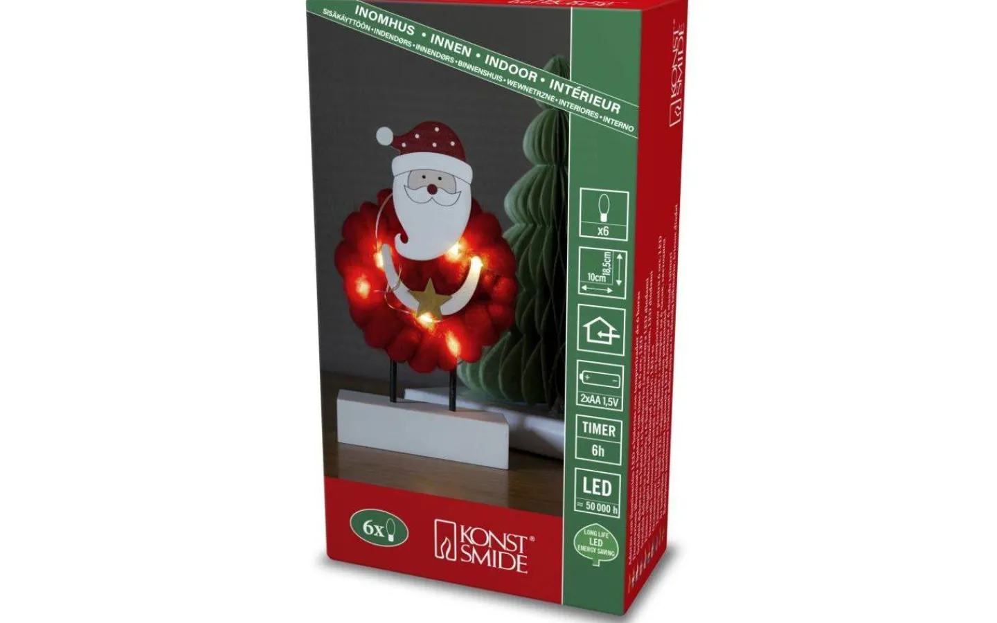 Konstsmide Santa Claus Batteridriven Bordsdekoration Bomull/Trä* Batteri Julpynt Inomhus