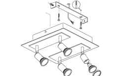 Sarria Takspotlight 26cm GU10 LED 3000K 4x4,5W Svart