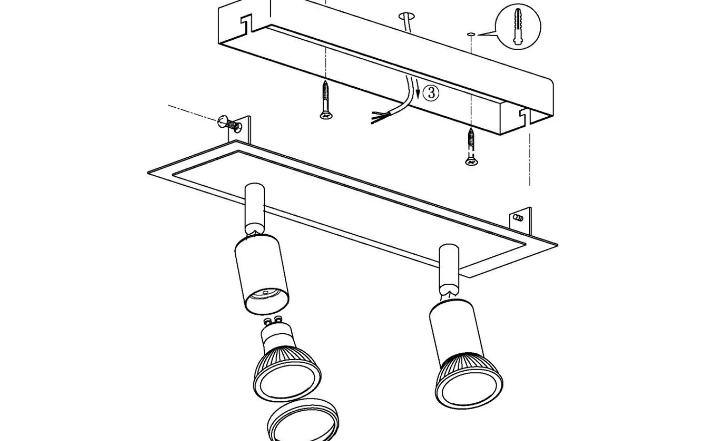 Eglo Sarria Takspotlight 30cm GU10 LED 3000K 2x4,5W Svart* Avlånga Takspotlights|Takspot Med 2 Lampor
