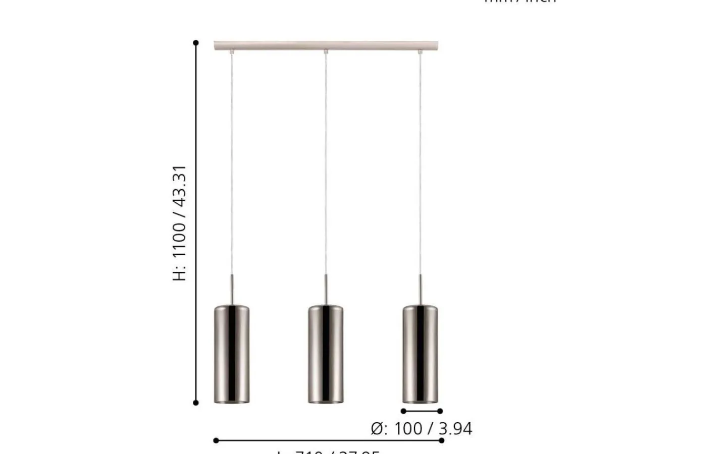 Eglo Selvino Taklampa 71cm Nickel/Guld* Avlånga Taklampor