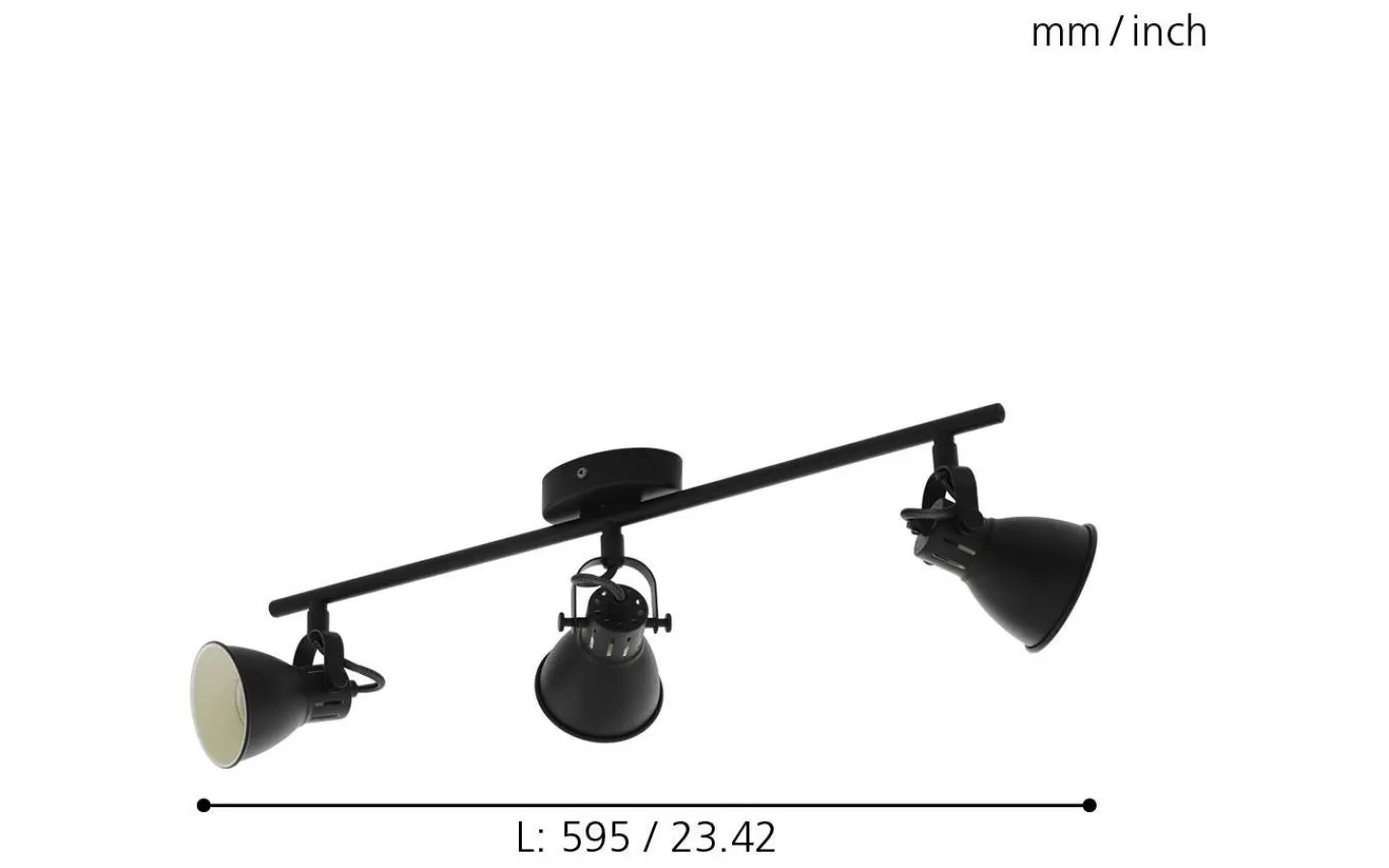 Eglo Seras Takspotlight 60cm GU10 LED 3000K 3x3W Svart* Avlånga Takspotlights|Takspot Med 3 Lampor