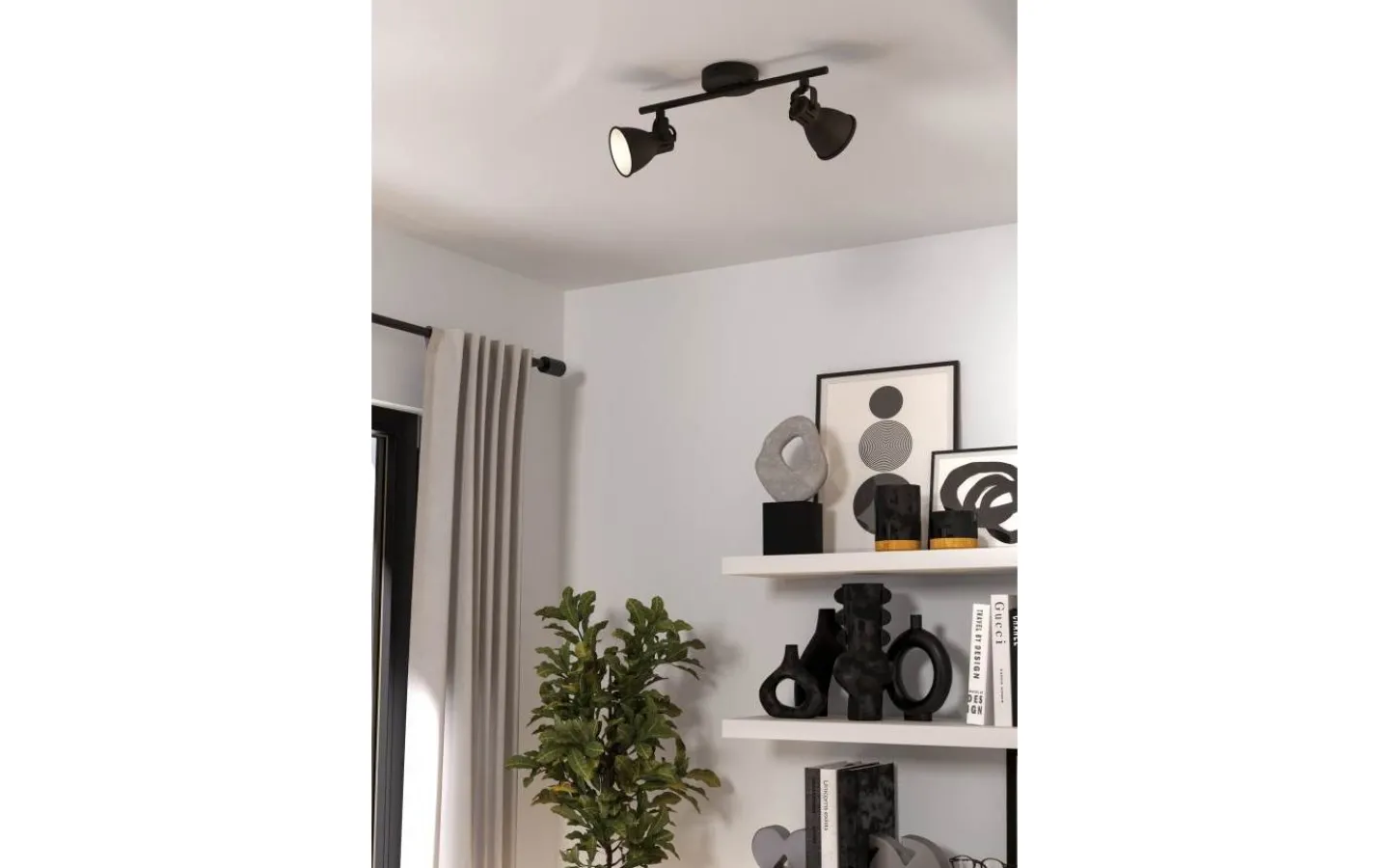 Avlånga Takspotlights|Takspot Med 2 Lampor<Eglo Seras Takspotlight 37cm GU10 LED 3000K 2x3W Svart