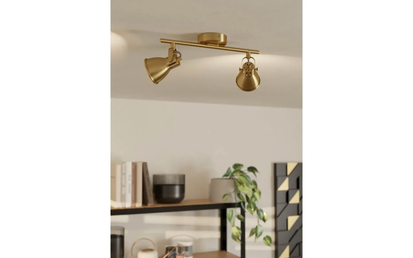 Eglo Seras Takspotlight 37cm GU10 LED 3000K 2x3W Borstad Mässing* Avlånga Takspotlights|Takspot Med 2 Lampor