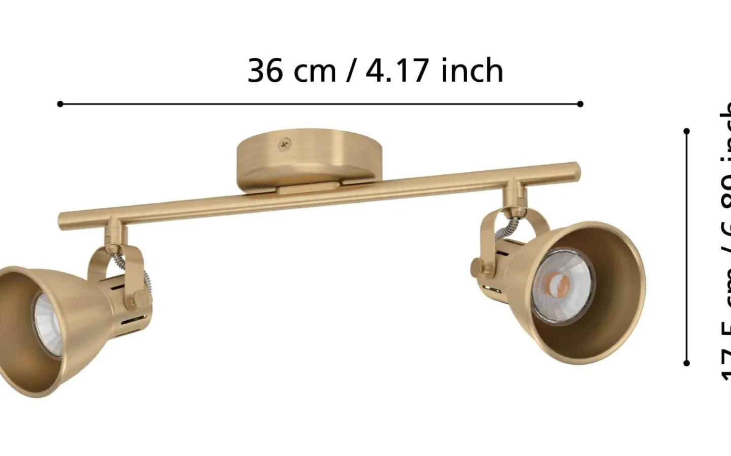 Eglo Seras Takspotlight 37cm GU10 LED 3000K 2x3W Borstad Mässing* Avlånga Takspotlights|Takspot Med 2 Lampor