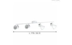 Eglo Seras Takspotlight 77cm GU10 LED 3000K 4x3W Vit* Avlånga Takspotlights|Takspot Med Minst 4 Lampor