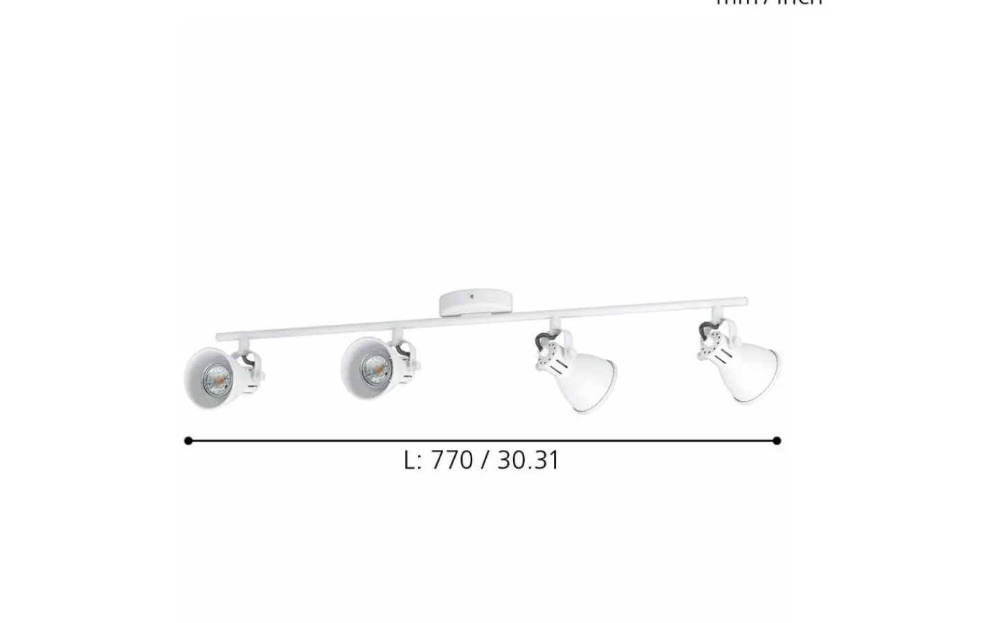 Eglo Seras Takspotlight 77cm GU10 LED 3000K 4x3W Vit* Avlånga Takspotlights|Takspot Med Minst 4 Lampor