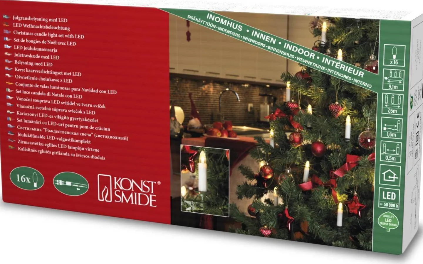 Klassisk Julgransbelysning<Konstsmide Seris Julgransbelysning 16L DC LED Delad stickpropp Inomhus