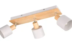 Trio Lighting Shanti Spotlight 3-delad E14 varmgrå/trä* Avlånga Takspotlights|Takspot Med 3 Lampor