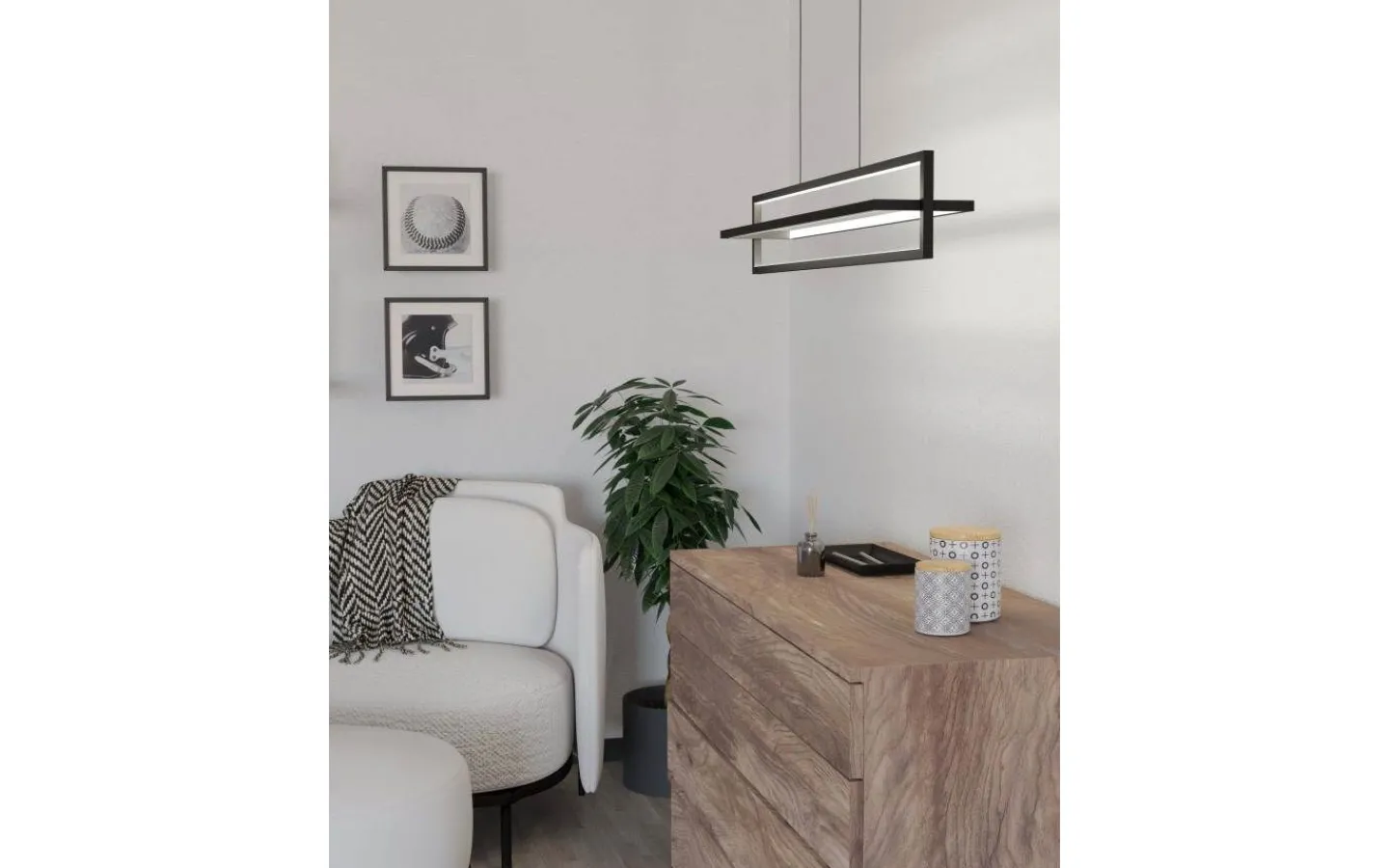 Avlånga Taklampor<Eglo Siberia Taklampa 78cm LED 3000-6500K 34W inkl. fjärrkontroll Svart