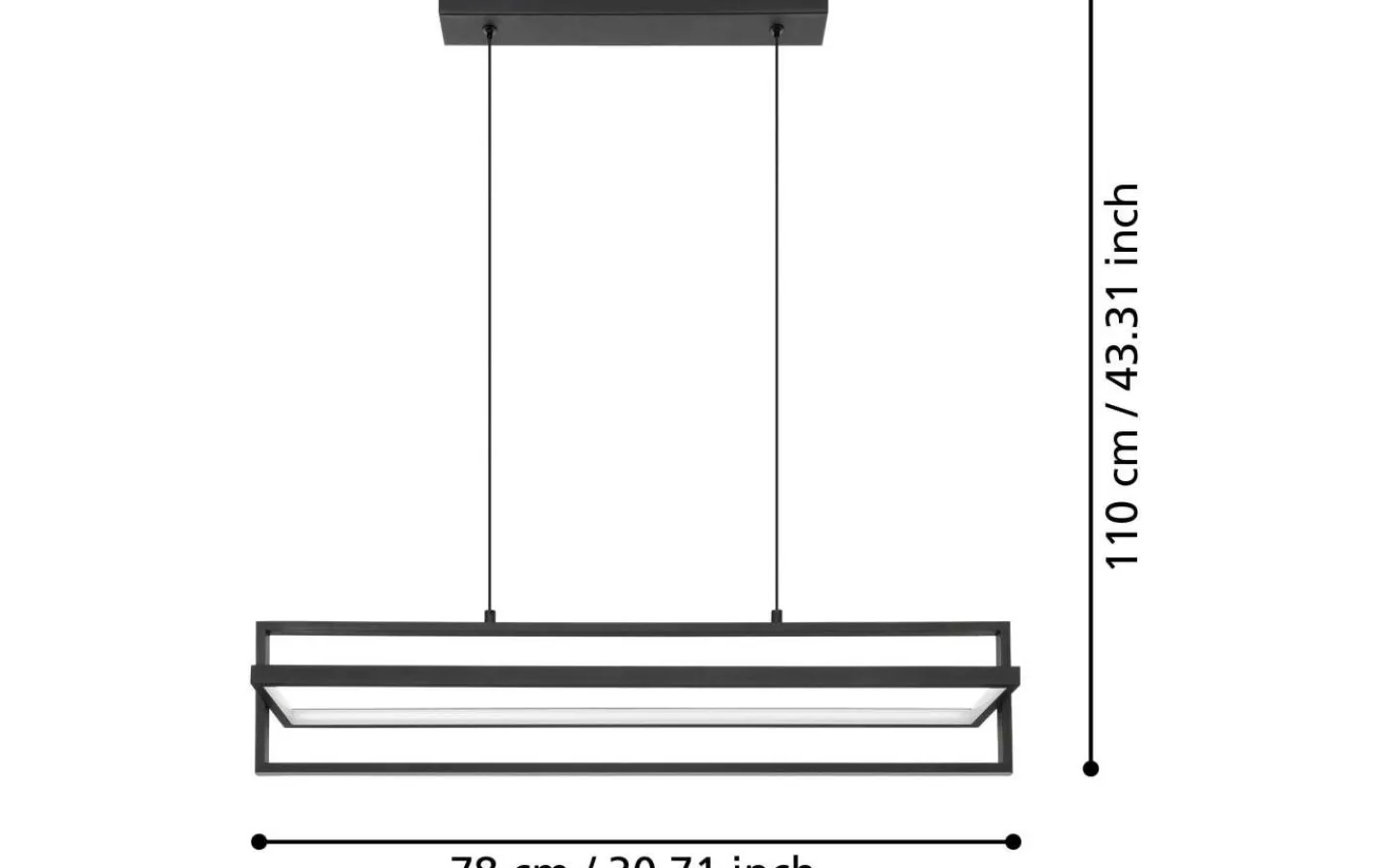 Avlånga Taklampor<Eglo Siberia Taklampa 78cm LED 3000-6500K 34W inkl. fjärrkontroll Svart