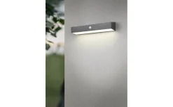 Silves hybrid solcellsdriven Vägglampa LED svart uppladdningsbar rörelse- och skymningssensor 4000K IP44