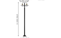 Eglo Sirmione Stolplykta 2,2m Svart/Guld IP44* Kompletta Stolplyktor