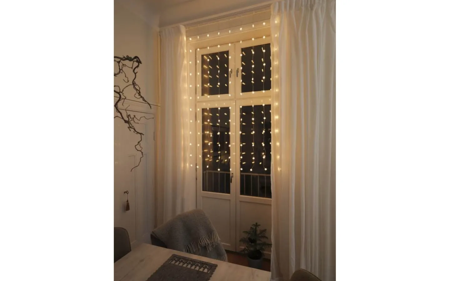 Ljusgardiner Och Istappsslingor<Konstsmide Snöglans Gardinslinga 135x180cm Amber LED transparenta snöflingor USB