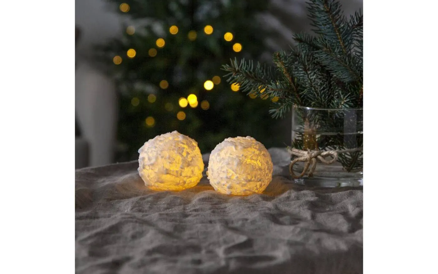 Snowball Batteridrivet Blockljus 7cm 2-pack Vit