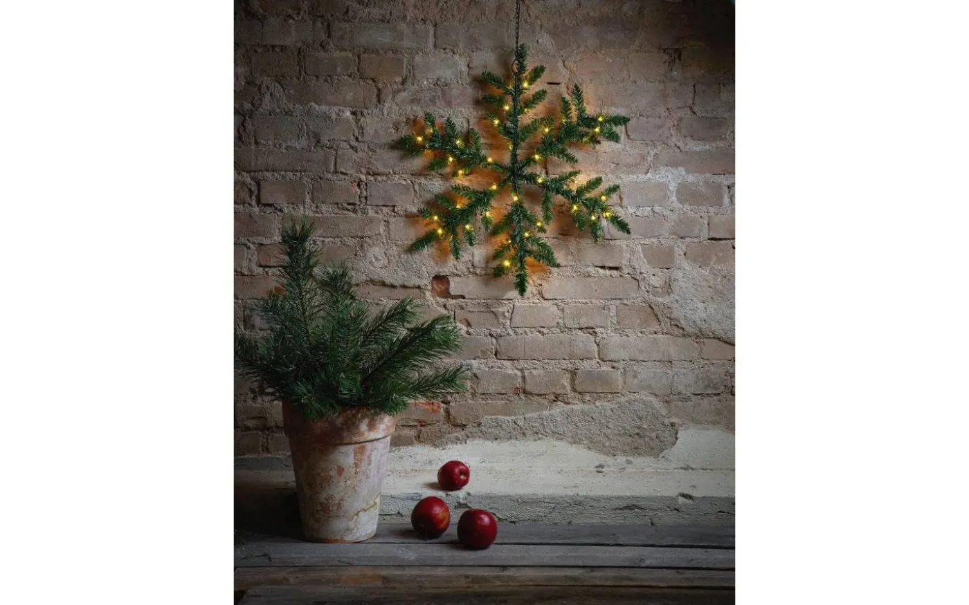 Snowflake Batteridriven Krans 63cm LED Grön IP44