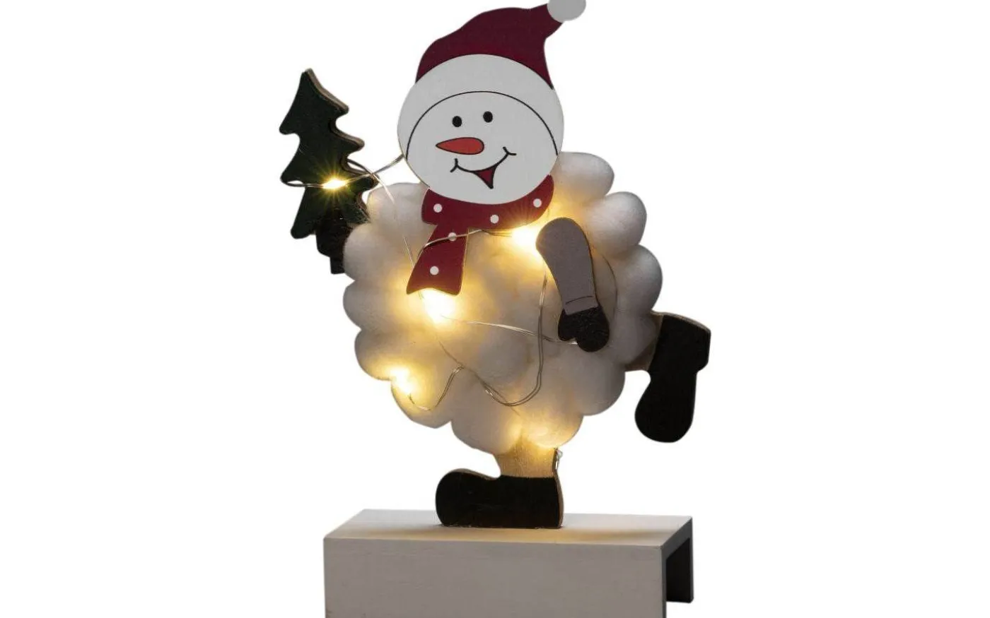 Snowman Batteridriven Bordsdekoration Bomull/Trä