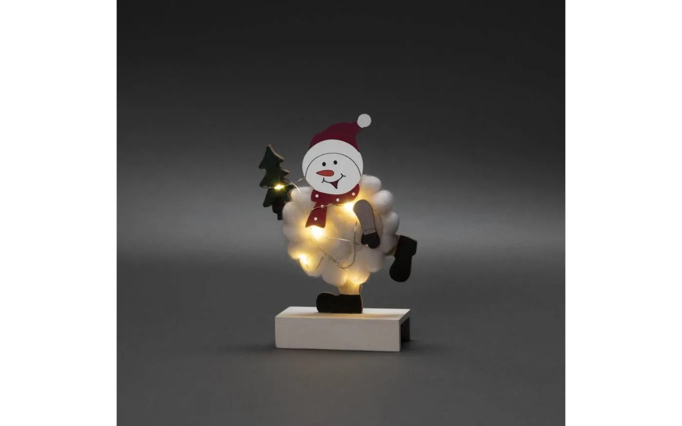 Snowman Batteridriven Bordsdekoration Bomull/Trä