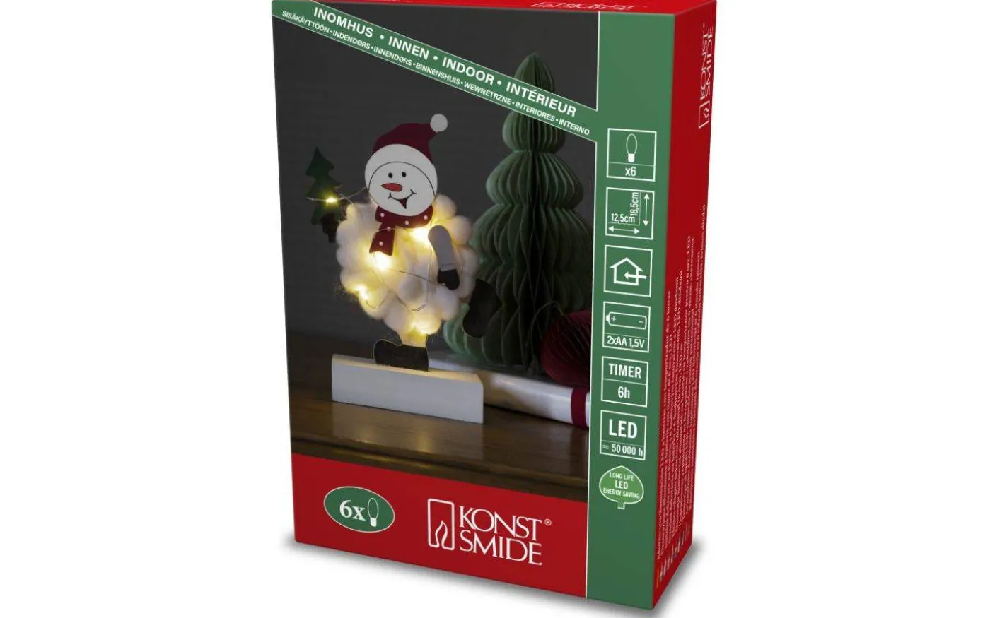 Snowman Batteridriven Bordsdekoration Bomull/Trä