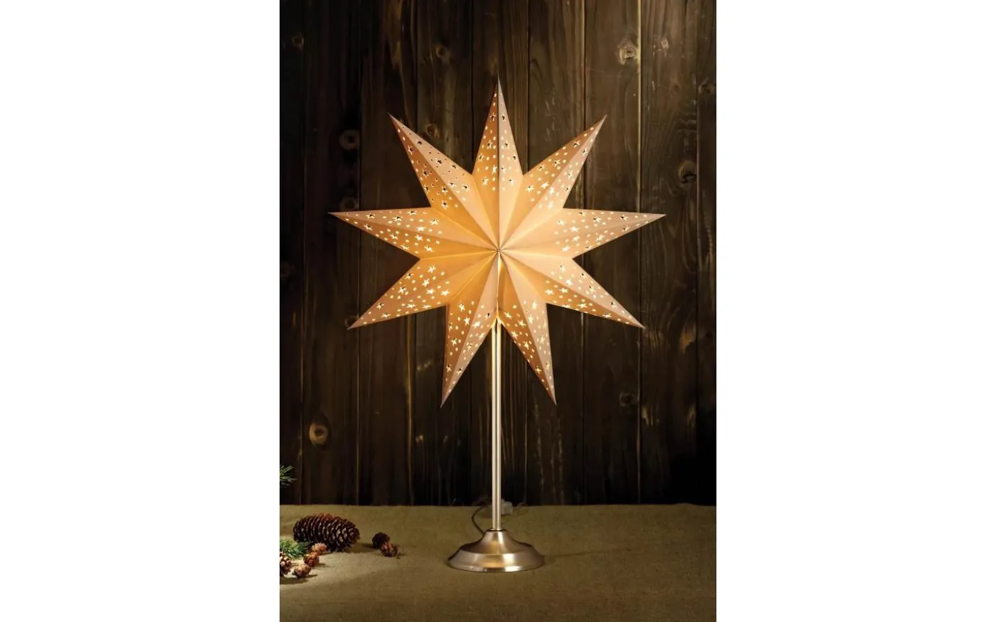 Solvalla Julstjärna på Fot 64cm Vit/Satin