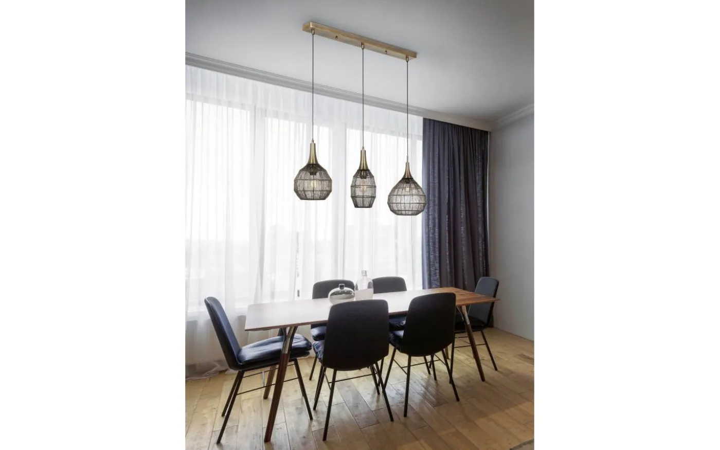 Soraya Takpendel 3-os E27 mattsvart/antikmässing