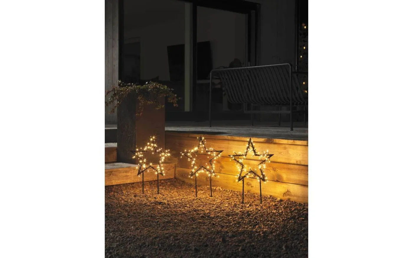 Sparv Stjärnor på Markspett 3-Pack 35cm Amber IP44