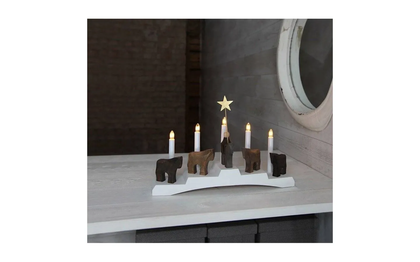 Star Trading Staffans Fålar Adventsljusstake Vit 29cm* Visa Alla Adventsljusstakar|Adventsljusstakar 0-30 Cm