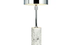 Uppladdningsbara Lampor Inomhus|Bordslampor<Dyberg Larsen Starlight Uppladdningsbar Bordslampa 25cm LED 3000K 2W Krom/Grå Marmor