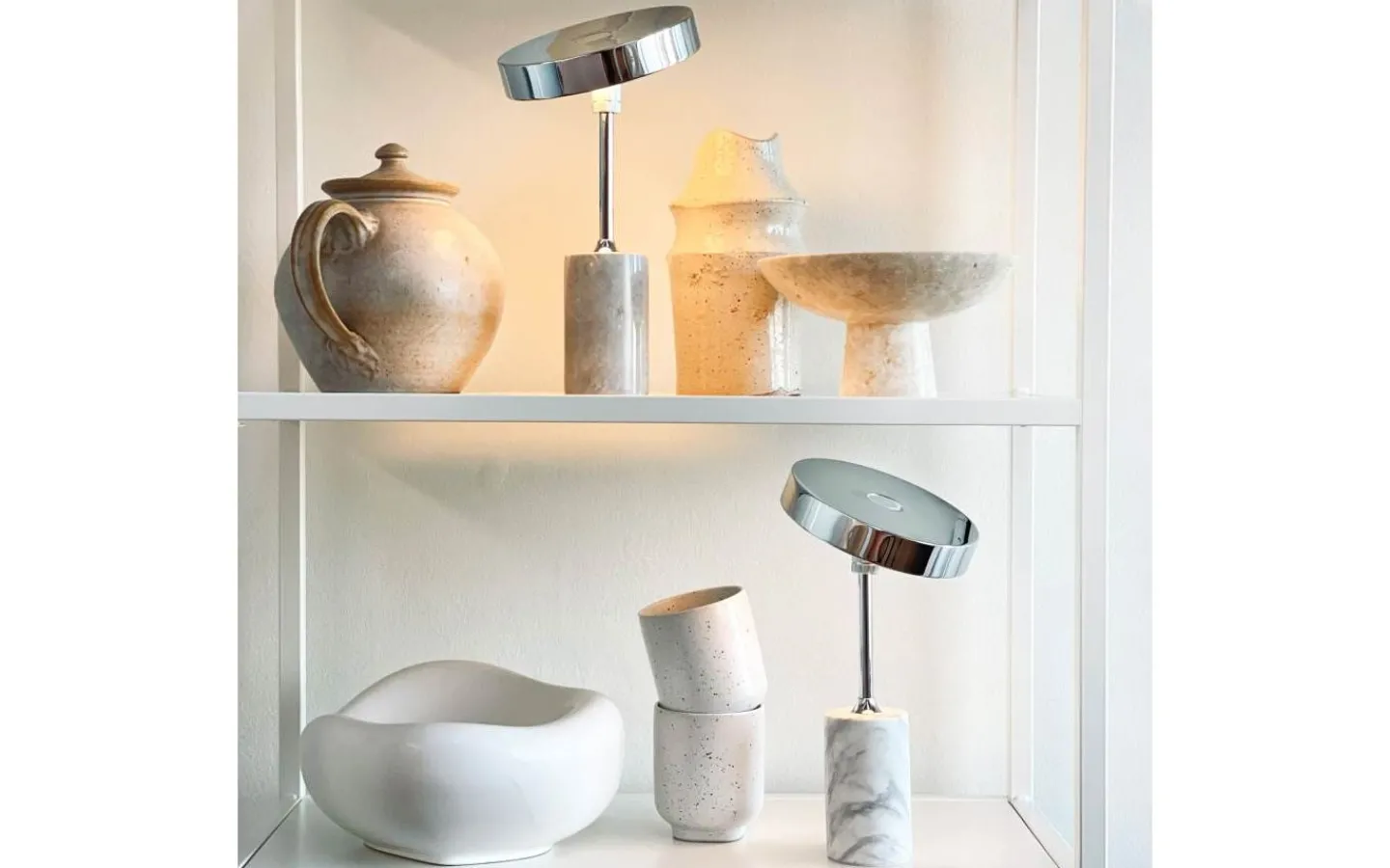 Uppladdningsbara Lampor Inomhus|Bordslampor<Dyberg Larsen Starlight Uppladdningsbar Bordslampa 25cm LED 3000K 2W Krom/Grå Marmor