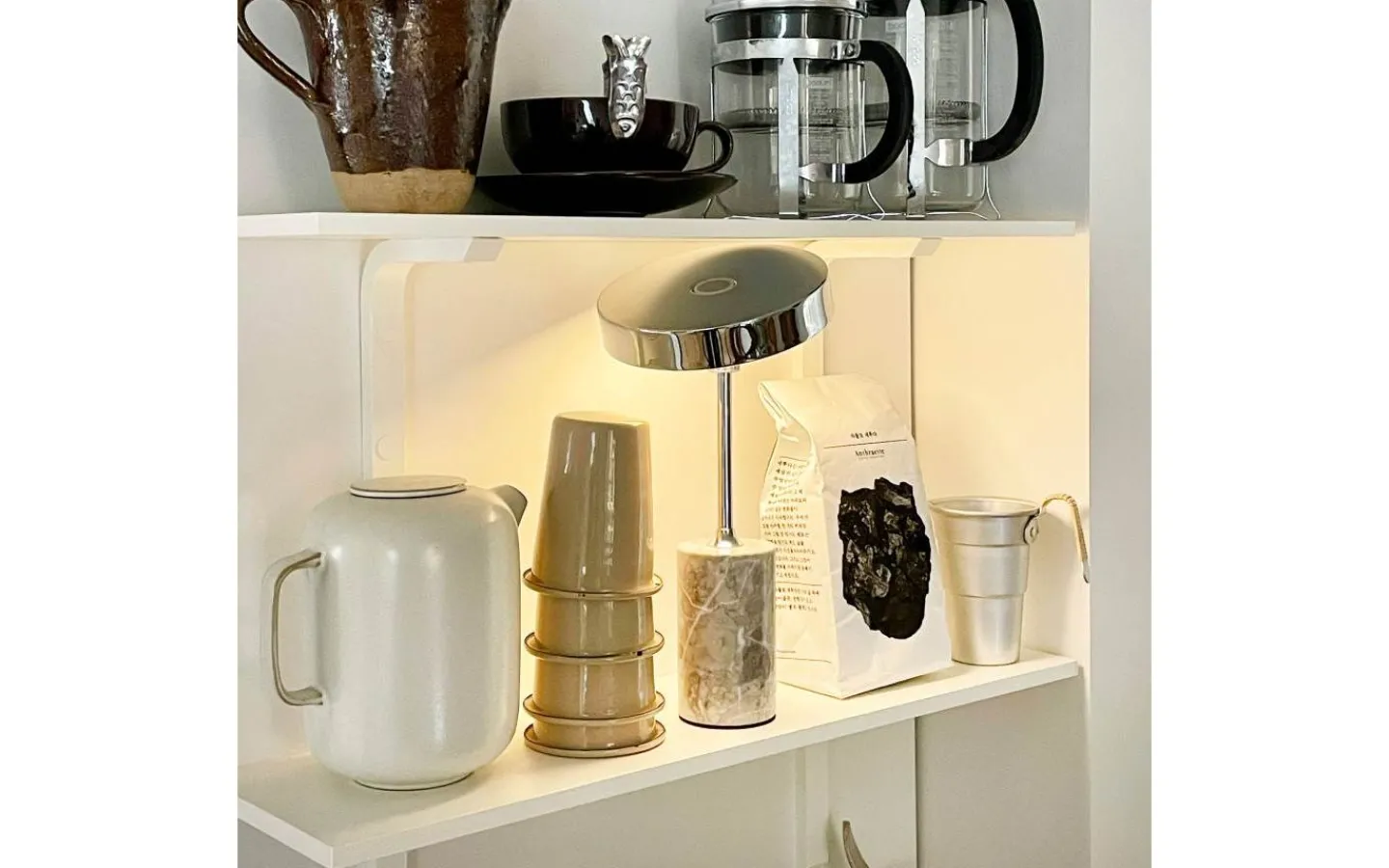 Uppladdningsbara Lampor Inomhus|Bordslampor<Dyberg Larsen Starlight Uppladdningsbar Bordslampa 25cm LED 3000K 2W Krom/Grå Marmor