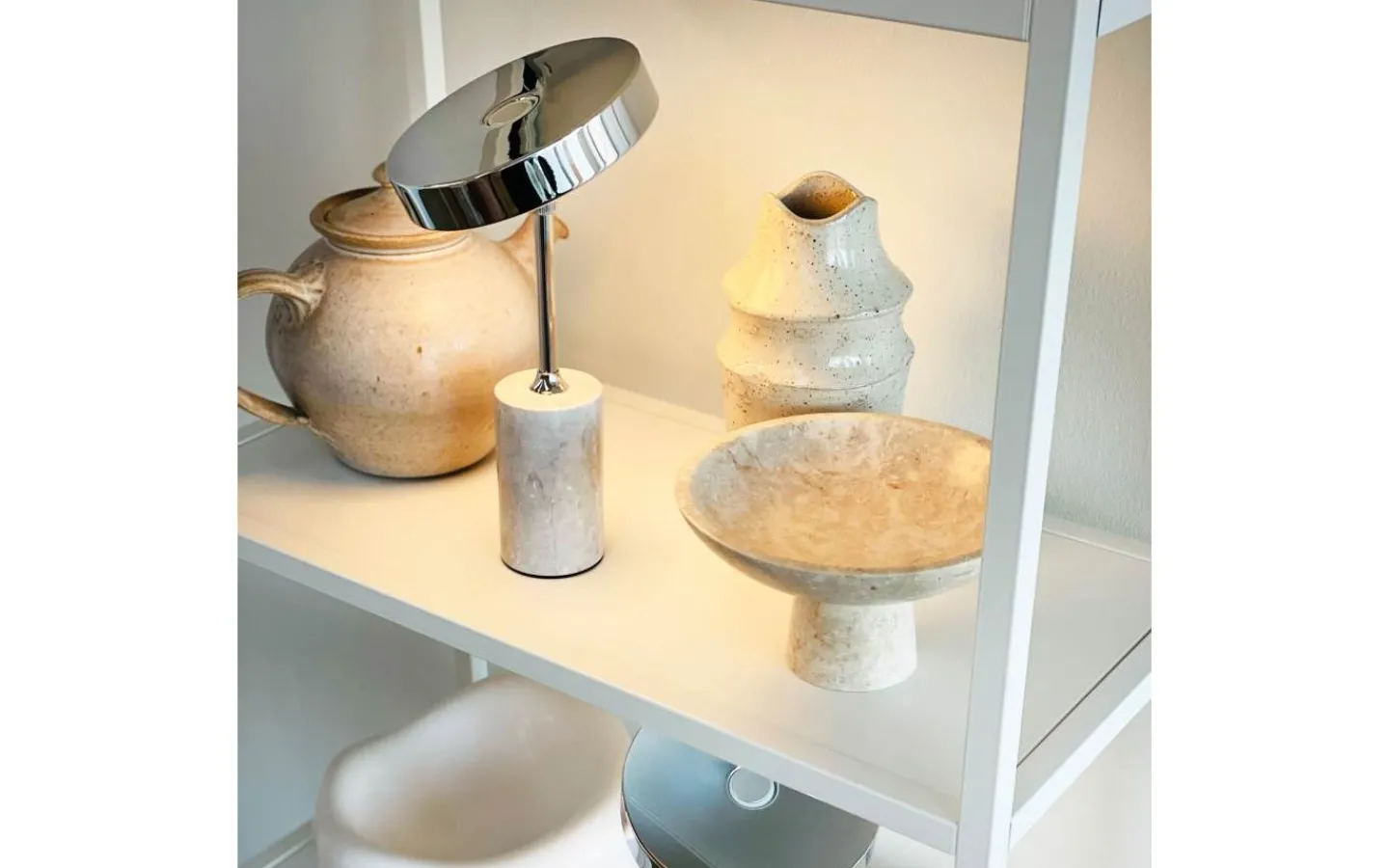 Uppladdningsbara Lampor Inomhus|Bordslampor<Dyberg Larsen Starlight Uppladdningsbar Bordslampa 25cm LED 3000K 2W Krom/Grå Marmor