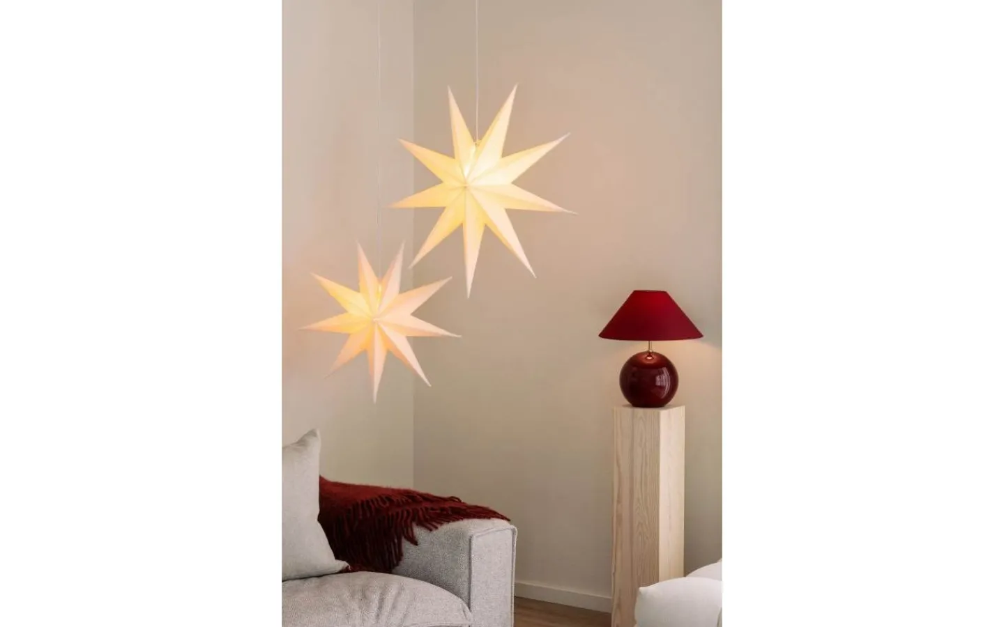 Visa Alla Julstjärnor|Julstjärnor Utan Sladd<Globen Lighting Stella Julstjärna 75cm Vit Bouclé