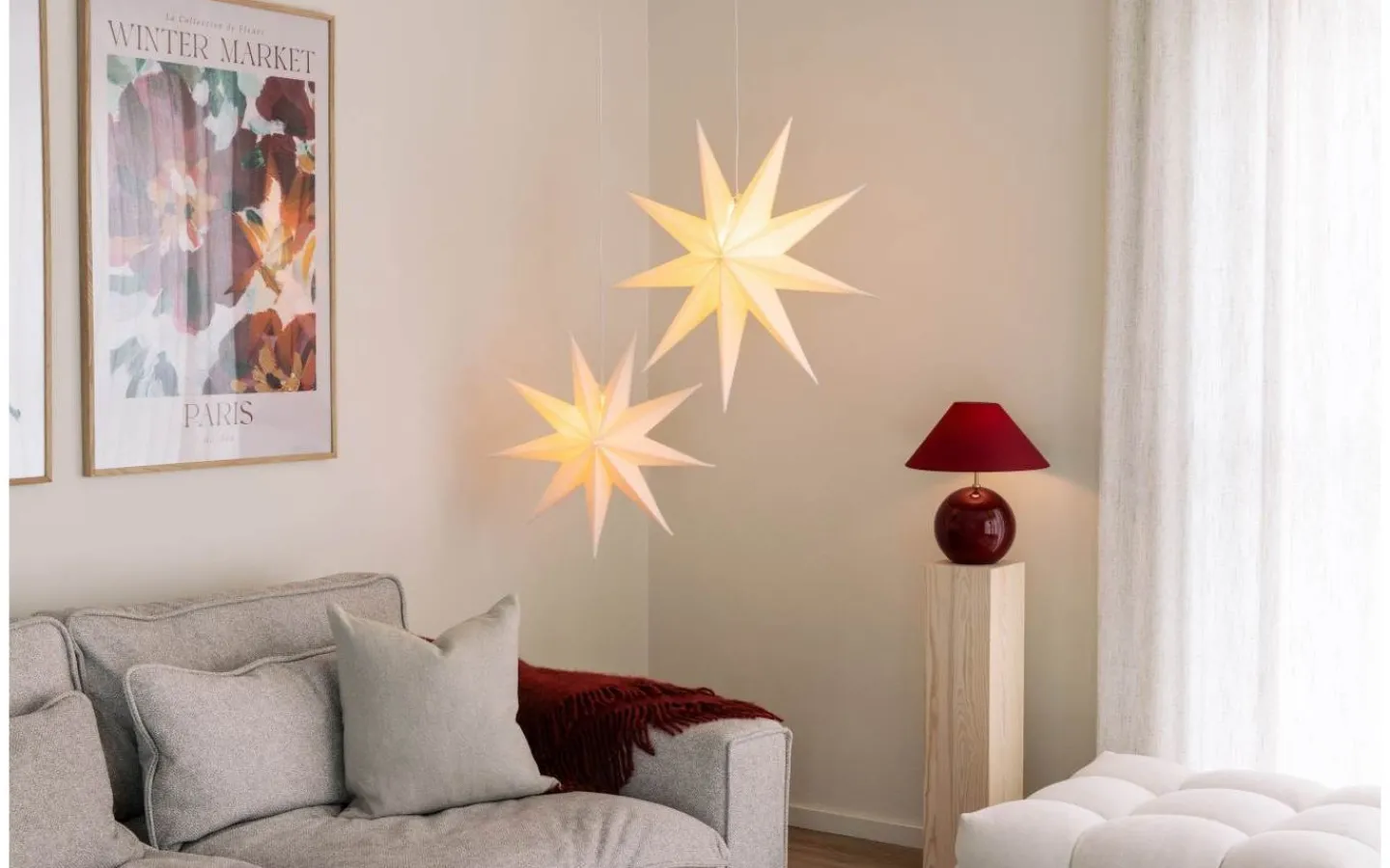 Visa Alla Julstjärnor|Julstjärnor Utan Sladd<Globen Lighting Stella Julstjärna 60cm Vit Bouclé