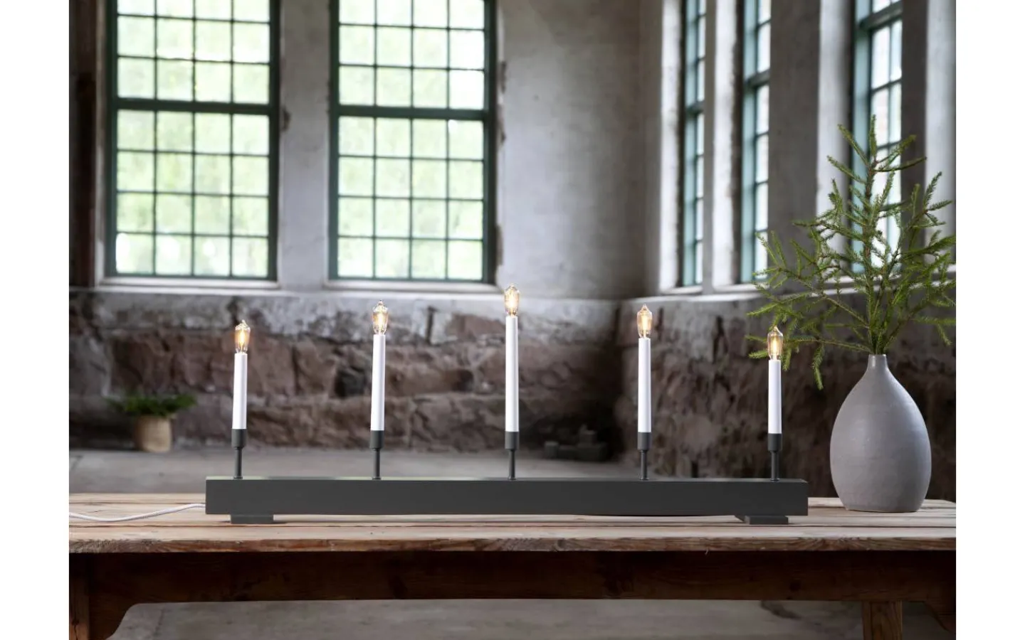 Visa Alla Adventsljusstakar|Adventsljusstakar 31-60 Cm<Star Trading Storm Ljusstake LED Grå 35cm