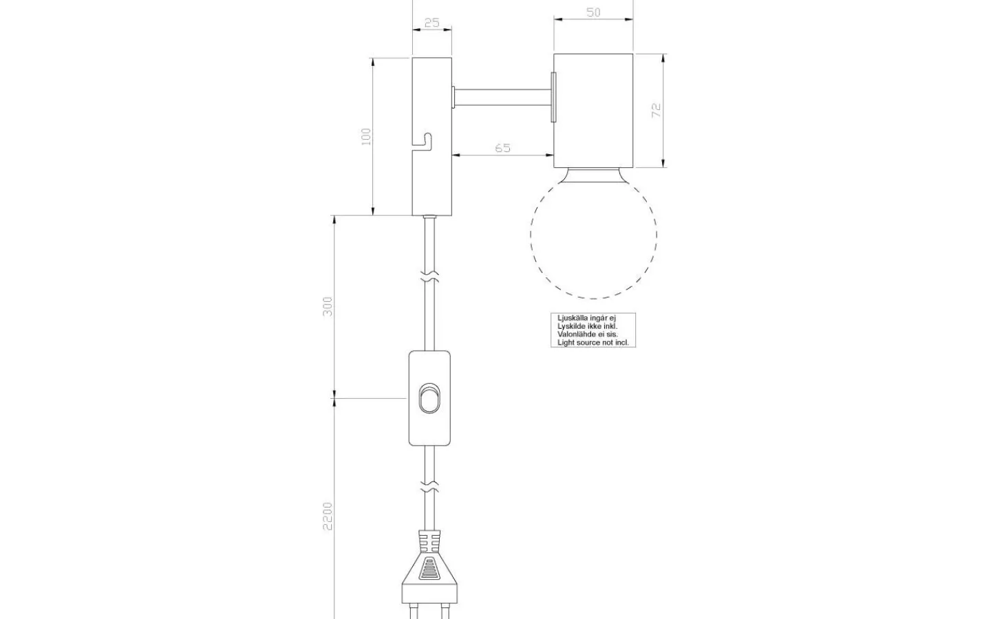 Aneta Strict Vägglampa Matt Mässing* Lampetter