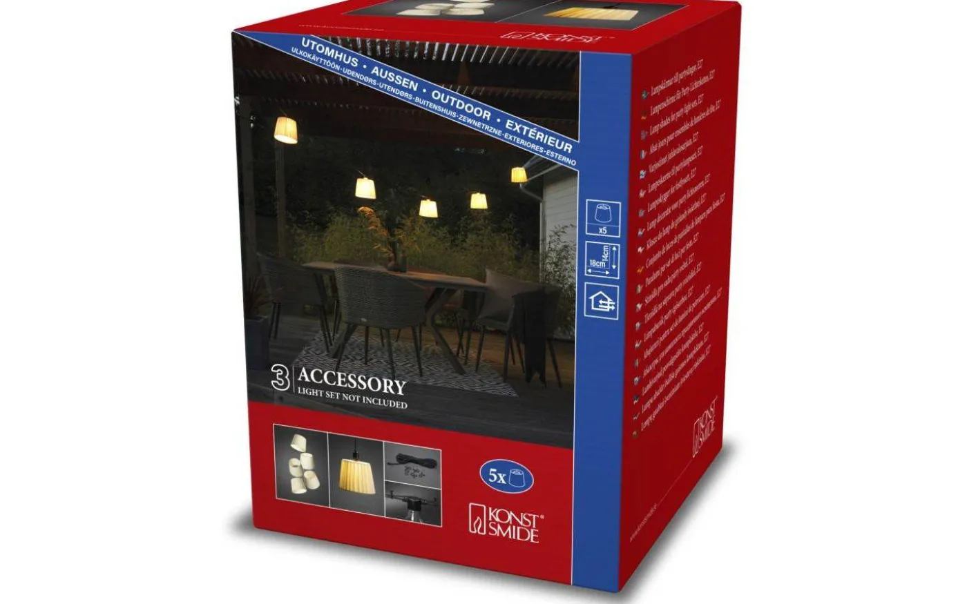 Strip Lampskärm Tillbehör Tyg 18cm Gräddvit 5-Pack