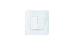 Strömställare/Vägguttag<Malmbergs Strömbrytare Nova, Vit, Dubbeltrapp/kron