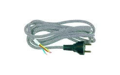 Strykjärnsladdställ, Med jord, 2,5 m, Svart/Vit