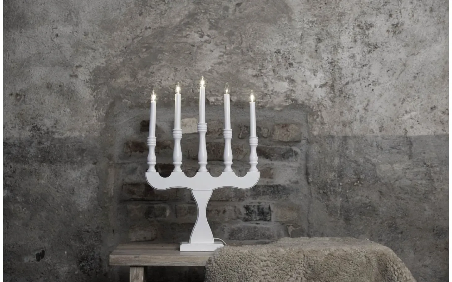 Visa Alla Adventsljusstakar|Adventsljusstakar 31-60 Cm<Markslojd Svaneholm Adventsljusstake 5L 53cm Vit